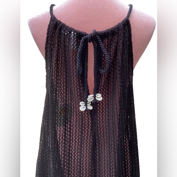 C & C CALIFORNIA NWT BLACK CROCHET SWIM SUIT COVER UP MINI LARGE - Picture 4 of 11